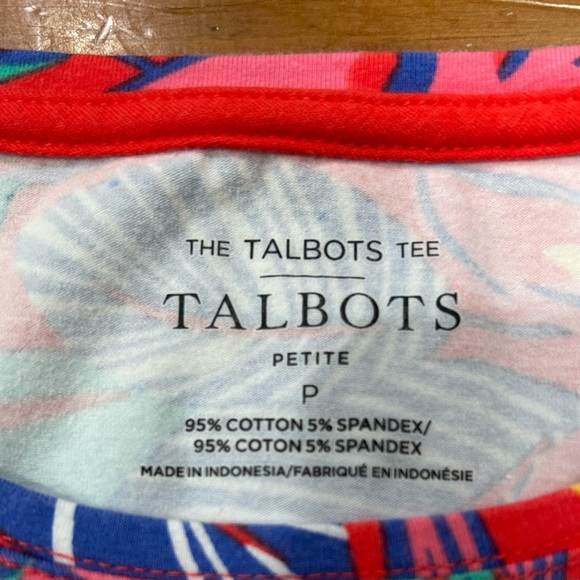 Talbots Pima Crewneck Tee - Jungle Leaves - Petite P - Picture 4 of 6